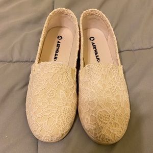 Cream Foral Airwalk Slip-ons
